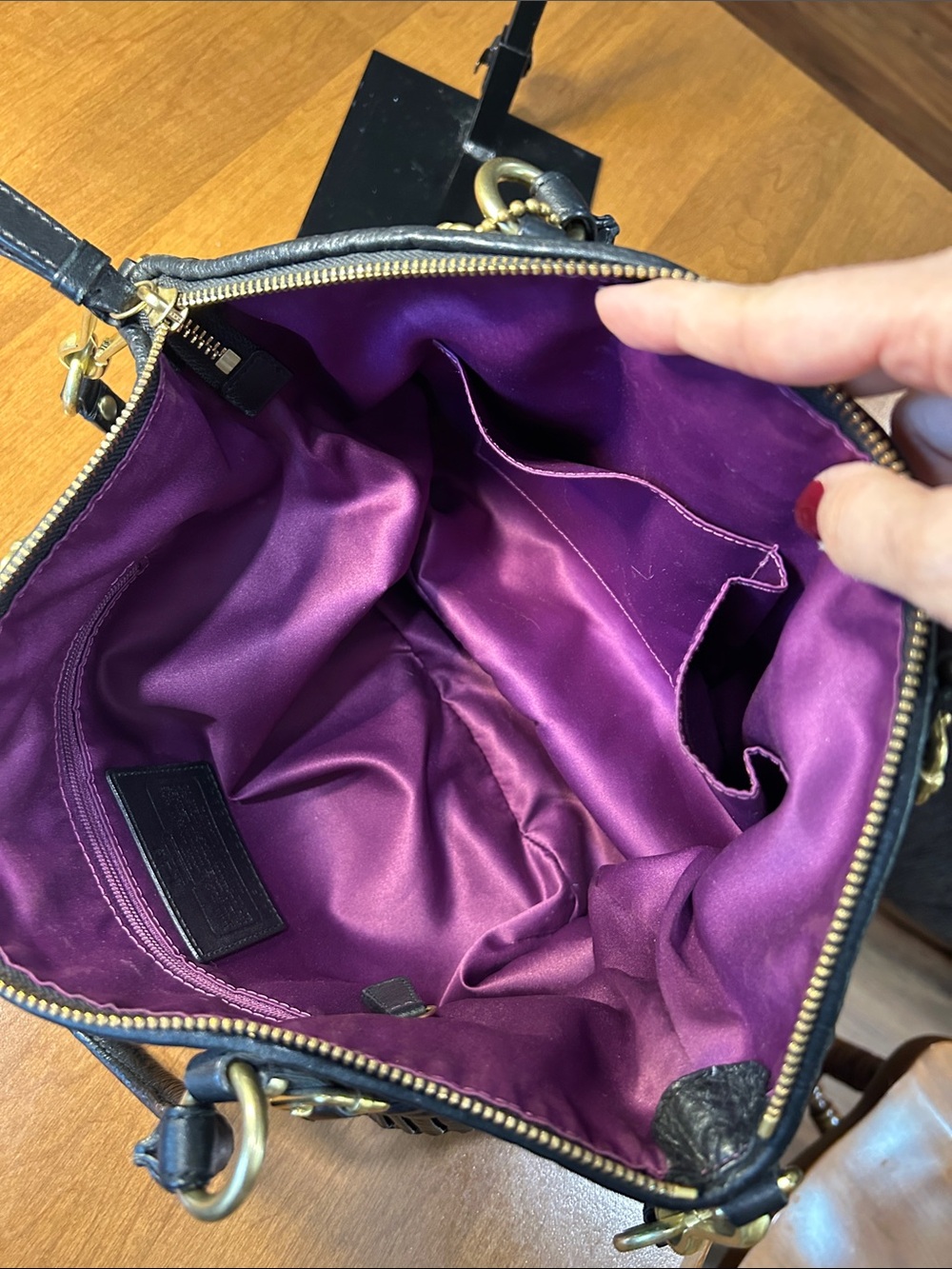 2010 Coach Madison Sophia Black Ruched Leather Satchel with Gold Hardware - Picture 6 of 14